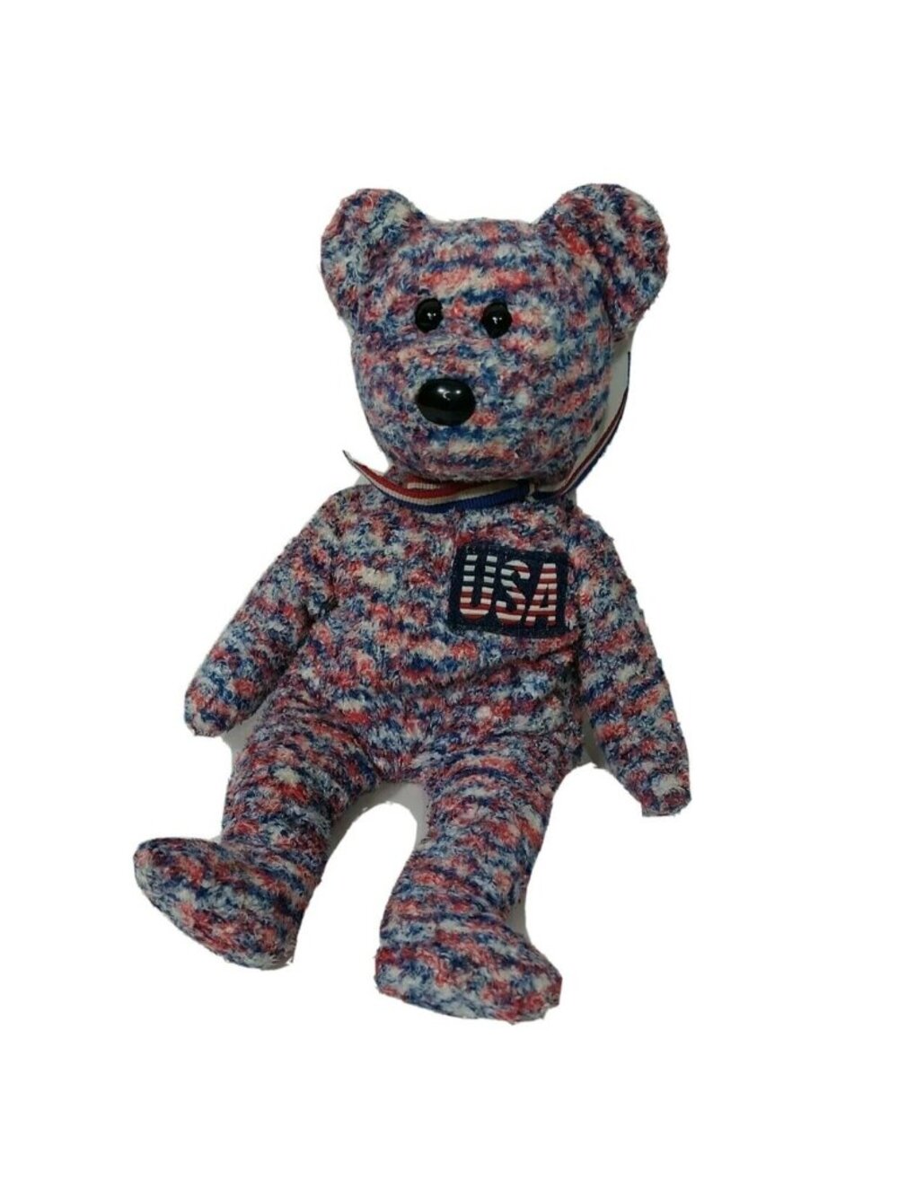 Ty Beanie Babies USA Bear Plush Stuffed Animal Toy Red White Blue 8 inch 2000
